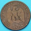 Монета Франция 10 сантимов 1853 год. Монетный двор Париж.