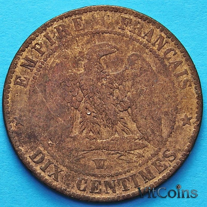 Франция 10 сантимов 1855 год. Монетный двор Лилль.