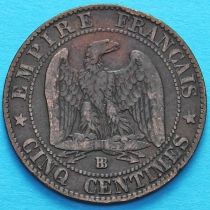 Франция 5 сантимов 1856 год. Монетный двор Страсбург.