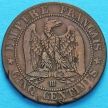 Монета Франции 5 сантимов 1863 год. Монетный двор Страсбург.