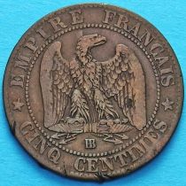 Франция 5 сантимов 1863 год. Монетный двор Страсбург.