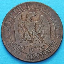 Франция 5 сантимов 1855 год. Монетный двор Лион.