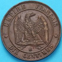 Франция 10 сантимов 1864 год. Монетный двор Страсбург.