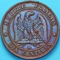 Франция 10 сантимов 1856 год. Монетный двор Страсбург