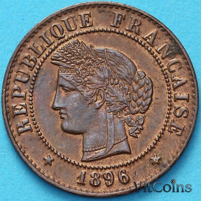 Монета Франция 1 сантим 1896 год. Монетный двор Париж. №2