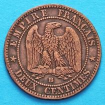 Франция 2 сантима 1862 год. Монетный двор Страсбург.