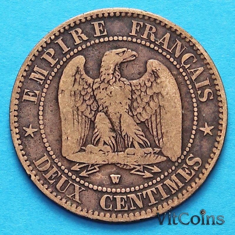 Франция 2 сантима 1857 год. Монетный двор Лилль.