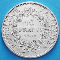 Франция 10 франков 1968 год. Геркулес и музы. Серебро
