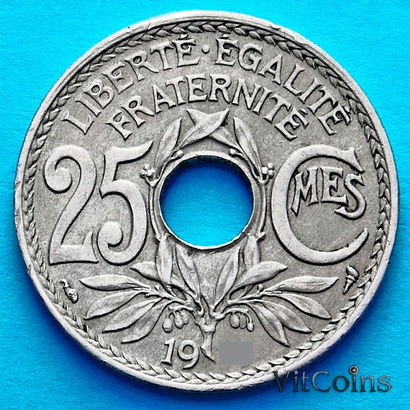 Монета Франция 25 сантимов 1923 год. 