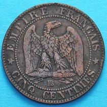 Франция 5 сантимов 1854 год. Монетный двор Страсбург.