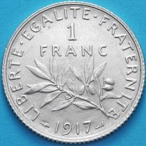 Франция 1 франк 1917 год. Серебро