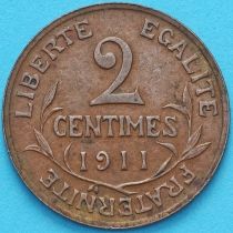 Франция 2 сантима 1911 год.