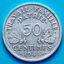 Франция 50 сантимов 1942 год.