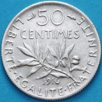 Франция 50 сантим 1916 год. Серебро.