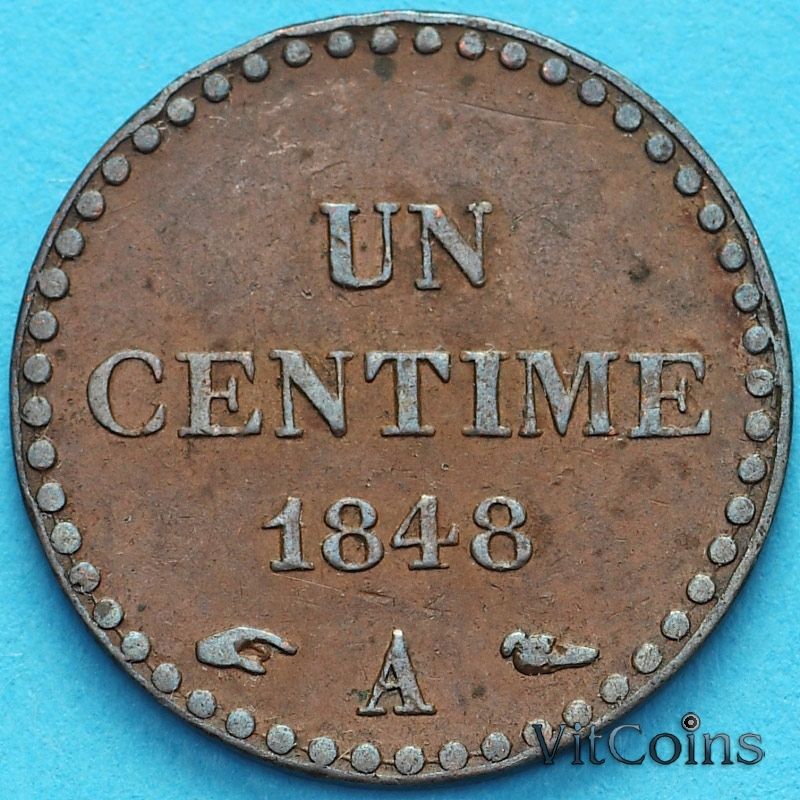 Монета Франция 1 сантим 1748 год.
