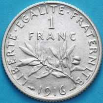 Франция 1 франк 1916 год. Серебро