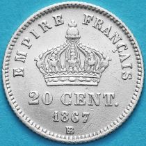 Франция 20 сантим 1867 год. BB