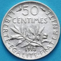 Франция 50 сантим 1913 год. Серебро