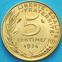 Франция 5 сантимов 1974 год. BU