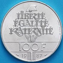Франция 100 франков 1987 год. Генерал Жильбер Лафайет. Серебро