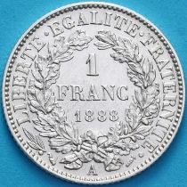 Франция 1 франк 1888 год. Серебро