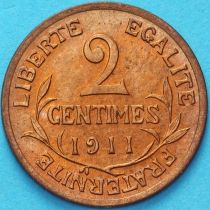 Франция 2 сантима 1911 год.