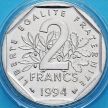 Монета Франция 2 франка 1994 год. Пчела. BU