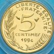 Монета Франция 5 сантимов 1994 год. Пчела. BU