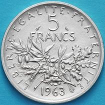 Франция 5 франков 1963 год. Серебро.