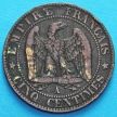Монета Франции 5 сантимов 1854 год. Монетный двор Париж.