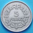 Монета Франции 5 франков 1945 год. Монетный двор Бомон-ле-Роже.