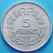 Монета Франции 5 франков 1947 год. Монетный двор Бомон-ле-Роже.