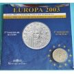 Монета Франция 1/4 евро 2003 год. Первая годовщина евро Серебро. Буклет