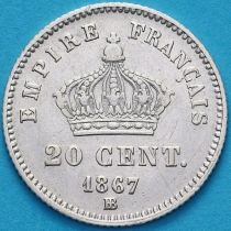 Франция 20 сантим 1867 год. BB