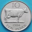 Монета Гернси 10 пенсов 1984 год. Корова.