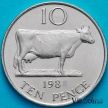 Монета Гернси 10 пенсов 1982 год. Корова.