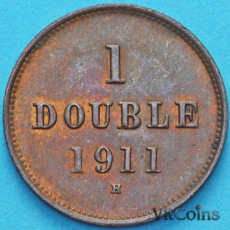 Монета Гернси 1 дубль 1911 год.№2