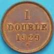 Монета Гернси 1 дубль 1929 год.