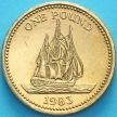 Монета Гернси 1 фунт 1983 год. Фрегат HMS Crescent 