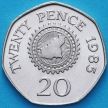 Монета Гернси 20 пенсов 1985 год. Карта острова Гернси.