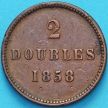 Монета Гернси 2 дубля 1858 год.