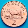Монета Гернси 2 пенса 2012 год. Корова.