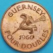 Монета Гернси 4 дубля 1966 год. Proof