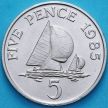 Монета Гернси 5 пенсов 1985 год. Парусник. Большой размер