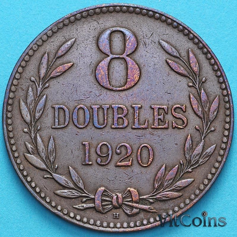 Монета Гернси 8 дублей 1920 год.