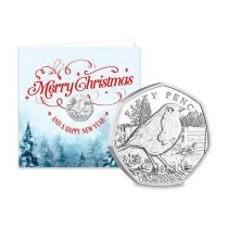 Гернси 50 пенсов 2025 год. Рождество. Снегирь. Буклет