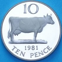 Гернси 10 пенсов 1981 год. Пруф