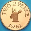 Монета Гернси 2 пенса 1981 год. Пруф