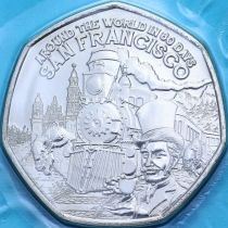 Гернси 50 пенсов 2022 год. Вокруг света за 80 дней. Сан-Франциско