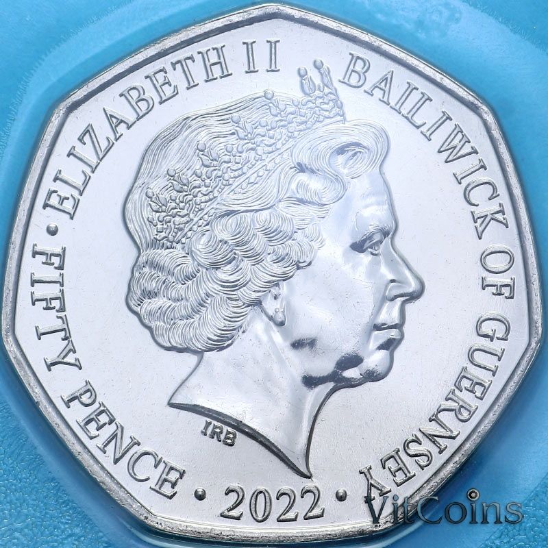 Монета Гернси 50 пенсов 2022 год. Вокруг света за 80 дней. Сан-Франциско